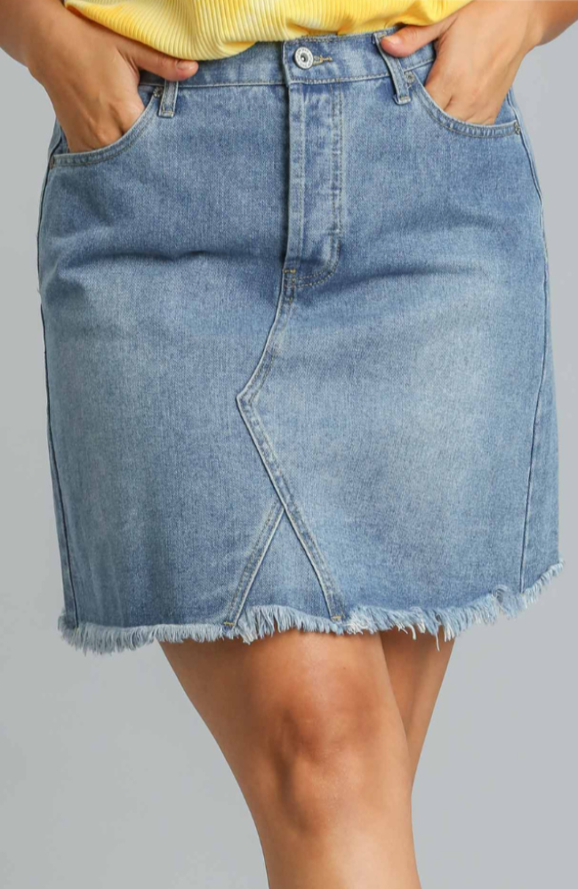 Raw Hem Denim Skirt