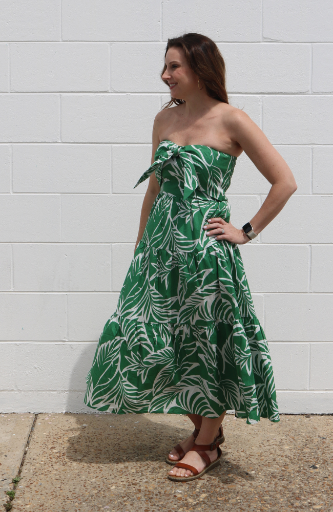 Green Leaf Strapless Dress