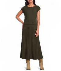 Olive Cap Sleeve Midi Dress
