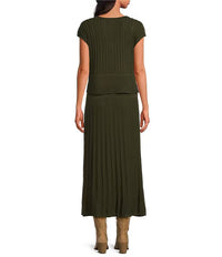 Olive Cap Sleeve Midi Dress