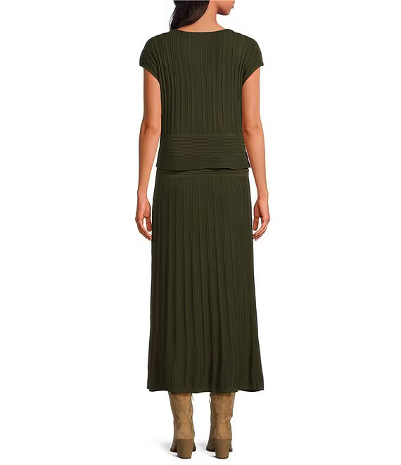 Olive Cap Sleeve Midi Dress