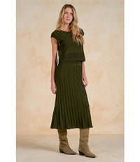Olive Cap Sleeve Midi Dress