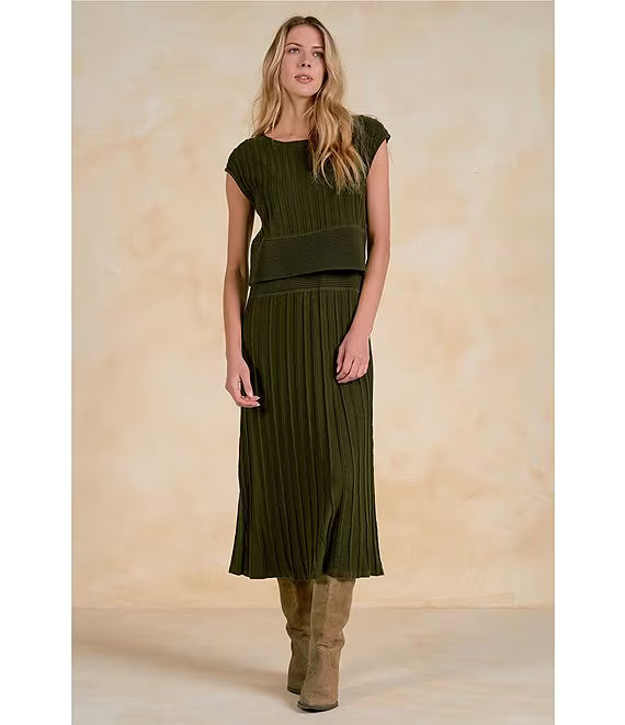 Olive Cap Sleeve Midi Dress