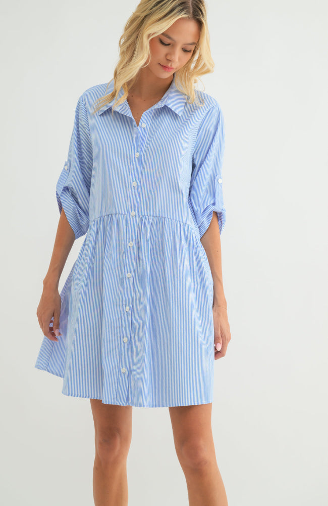 Monica Blue & White Shirt Dress