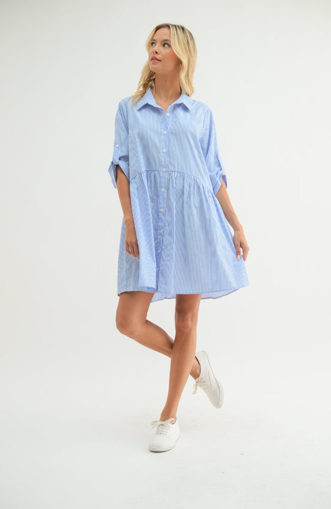 Monica Blue & White Shirt Dress