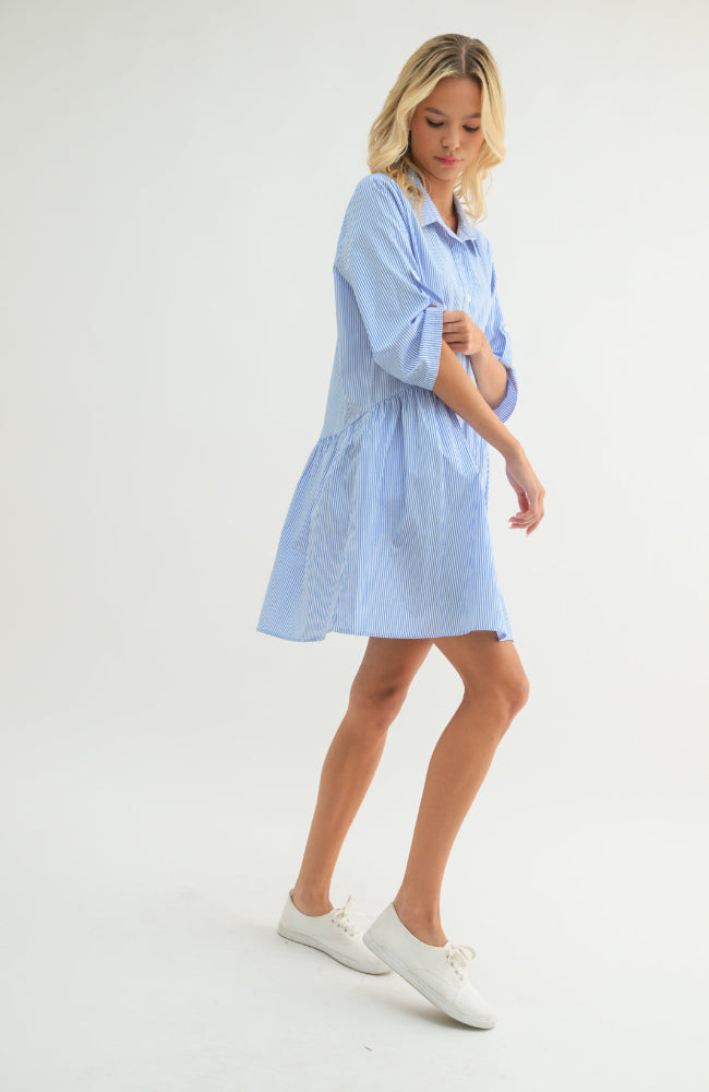 Monica Blue & White Shirt Dress