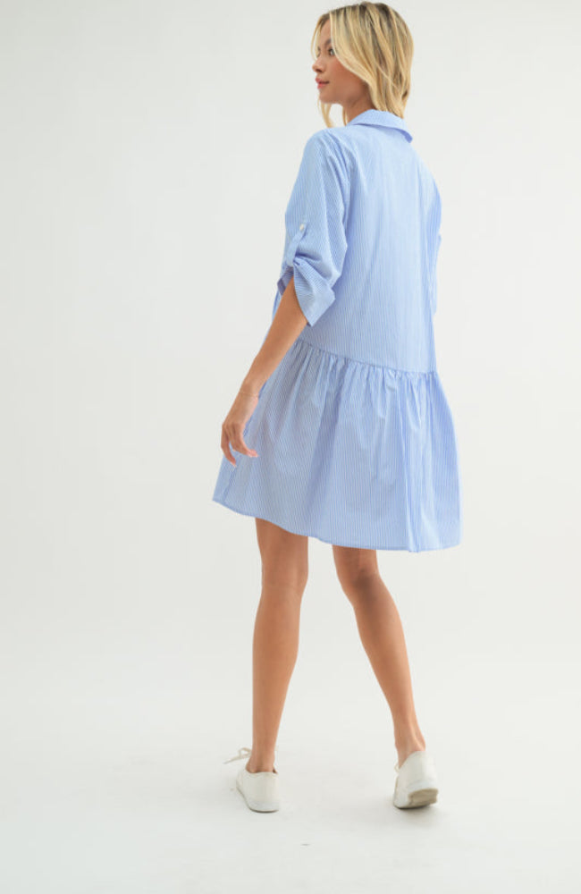 Monica Blue & White Shirt Dress