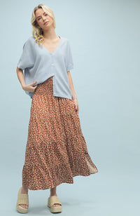 Monique Camel & White Floral Skirt