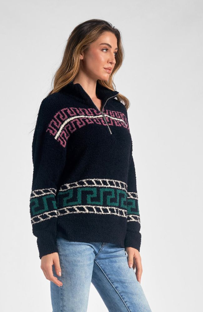 Tribal Pull Over with Zipper