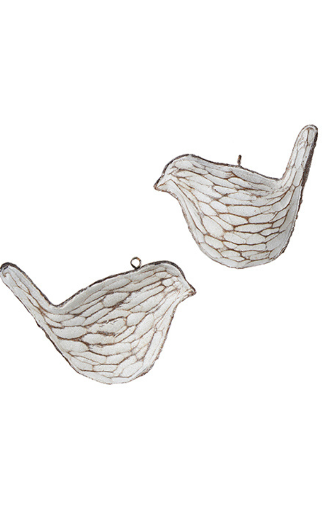Whitewash Bird Ornament