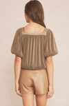 Marianne Mocha Pleated Top