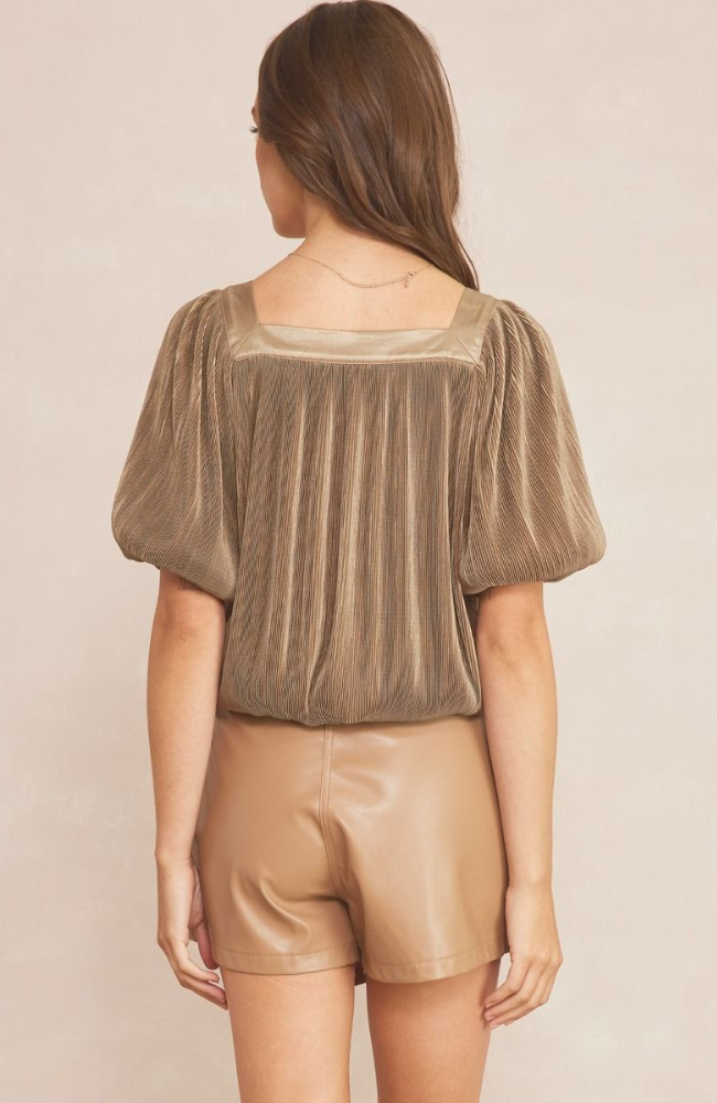 Marianne Mocha Pleated Top