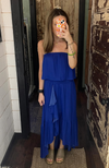 Blue Hi-Lo Strapless Dress