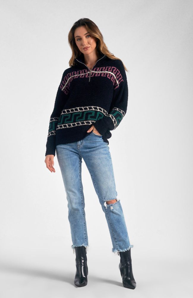 Tribal Pull Over with Zipper