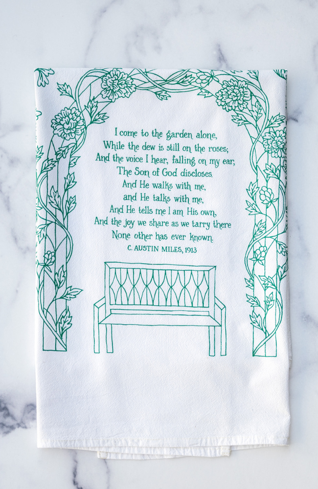 In The Garden Gospel Song Hymn Tea Towel