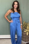 Washed Satin Tie Front Jumpsuit
