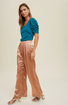 Abigail Teal Puff Shoulder Top