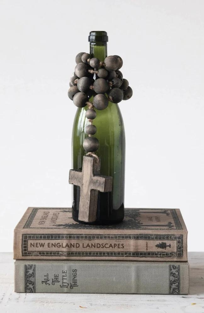 Wood Bead Rosary with Cross