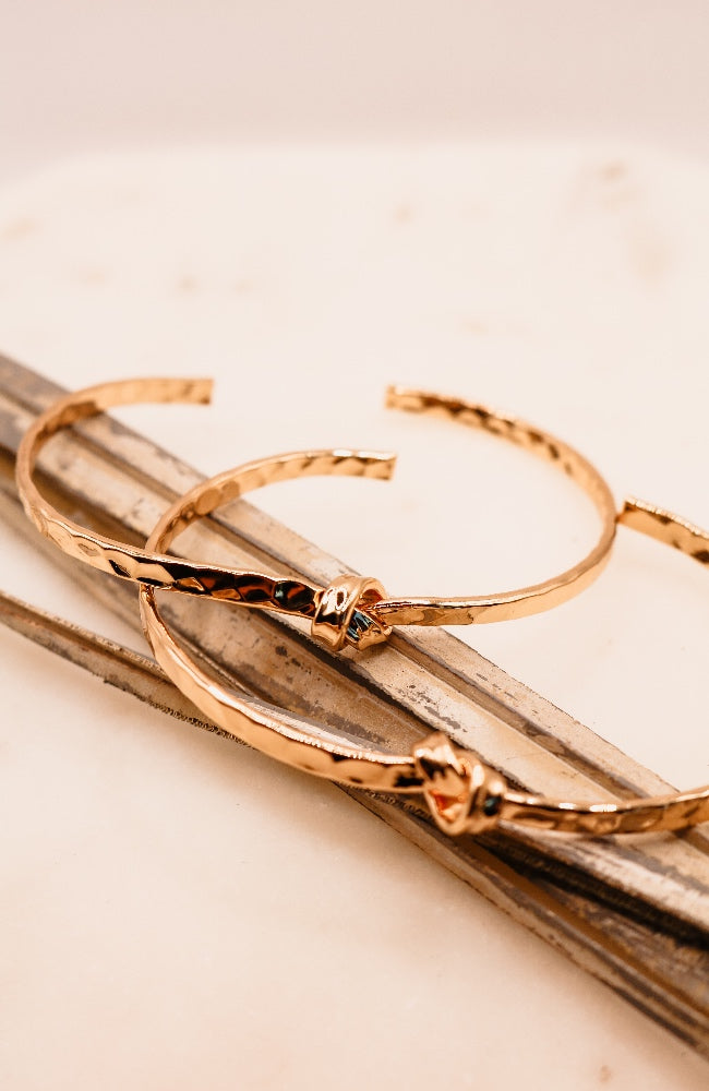Knotted Hammered Brass Bracelet