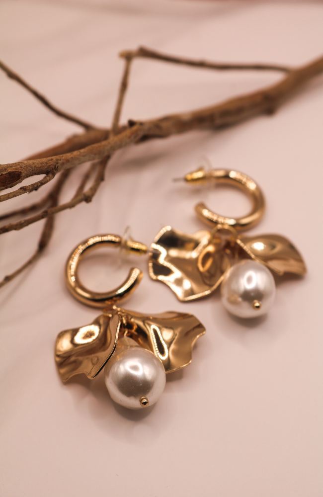 Petals & Pearl Drop Earrings