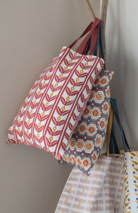 Cotton Printed Tote Bag with Interior Pocket