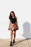 Tawny Faux Leather Wrap Skort