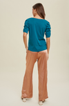 Abigail Teal Puff Shoulder Top