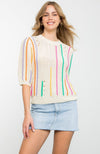 Aubrey Mid Sleeve Pattern Knit Top