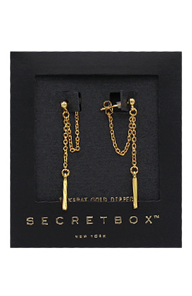 Chain Link Bar Drop Earrings - Gold