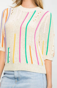 Aubrey Mid Sleeve Pattern Knit Top