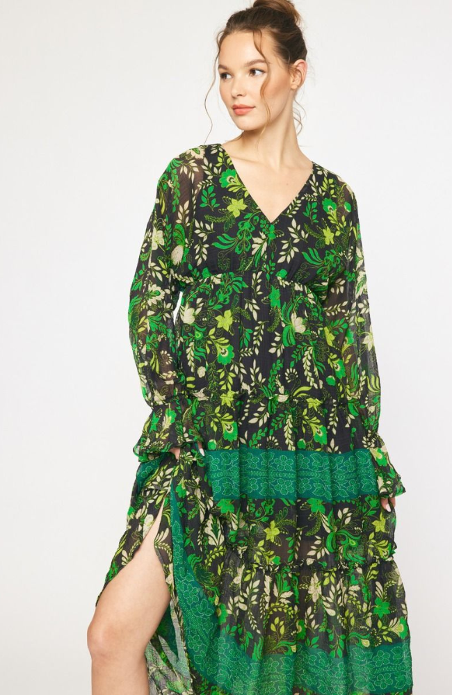 Margaret Green Floral Maxi Dress
