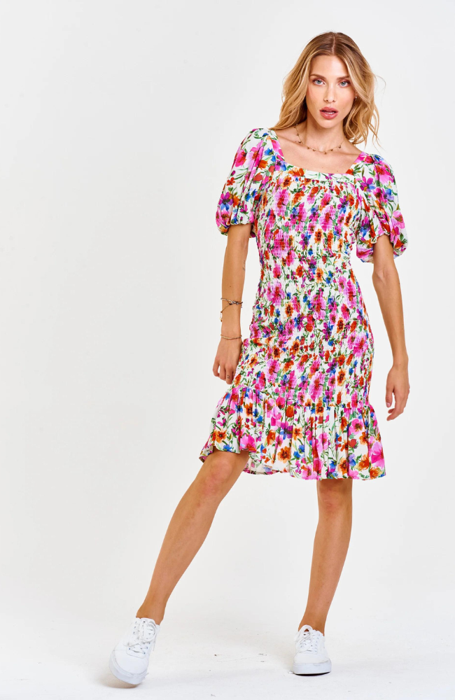 Camille Smocked Dress in Garden Party