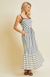 Long Dress With Stripe Knit Fabric