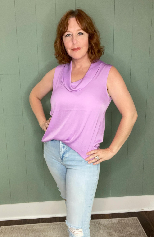 Alison Satin Cowl Neck Top