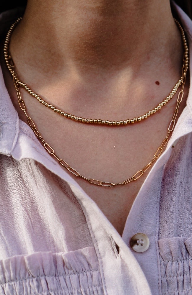 Bead & Paper Clip Chain Necklace