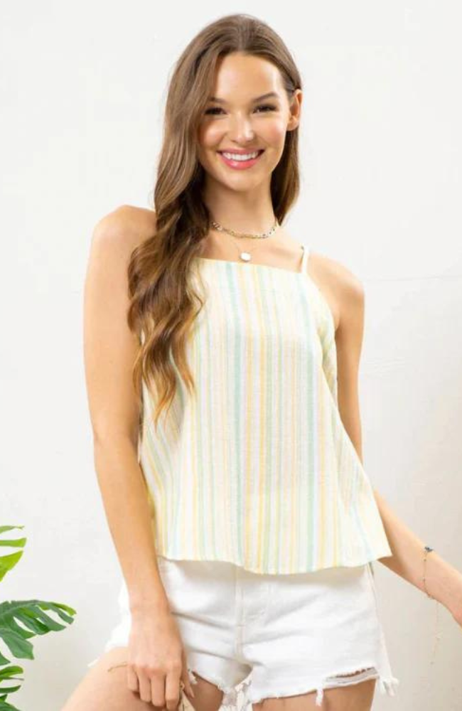 Yellow Striped Halter Top