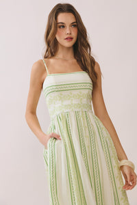 Simone Green Stripe Dress