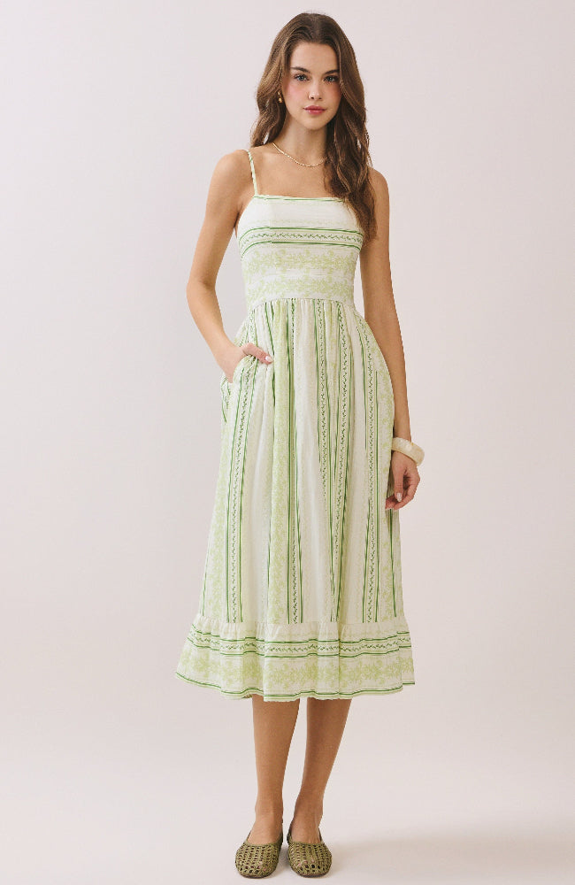 Simone Green Stripe Dress