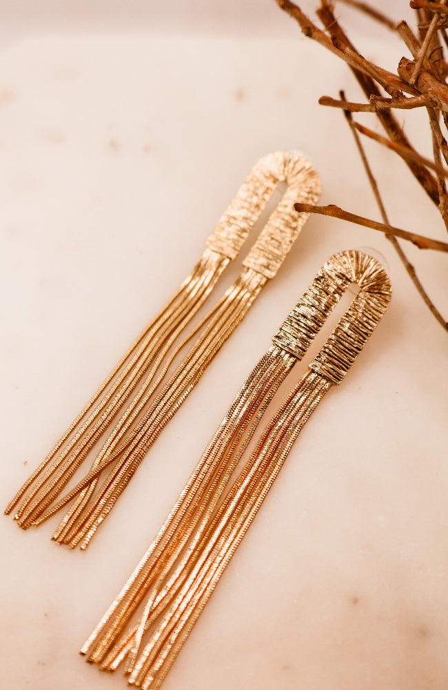Metal & Chain Tassel Earrings