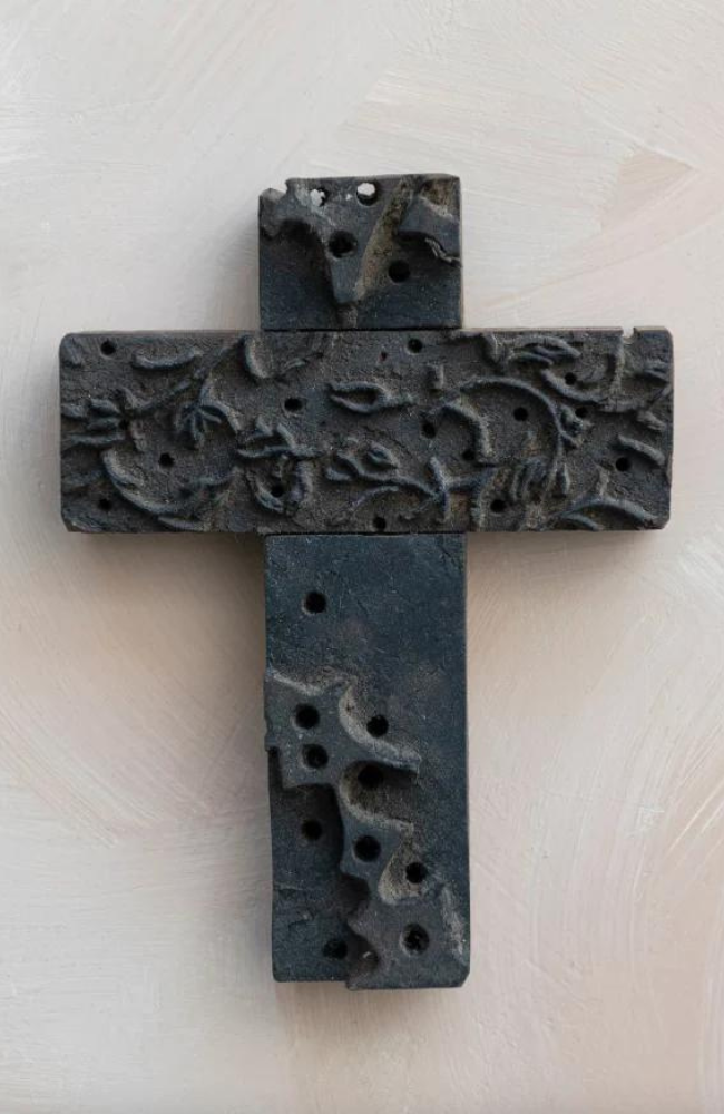 Reclaimed Wood Print Block Cross
