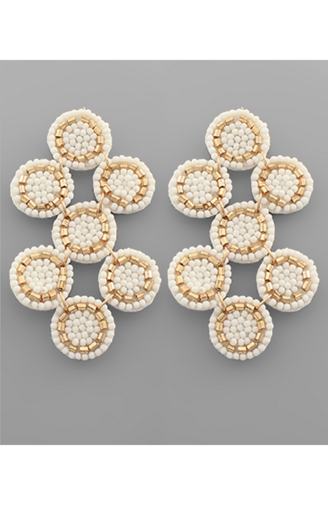 Beaded Cluster Earrings - White