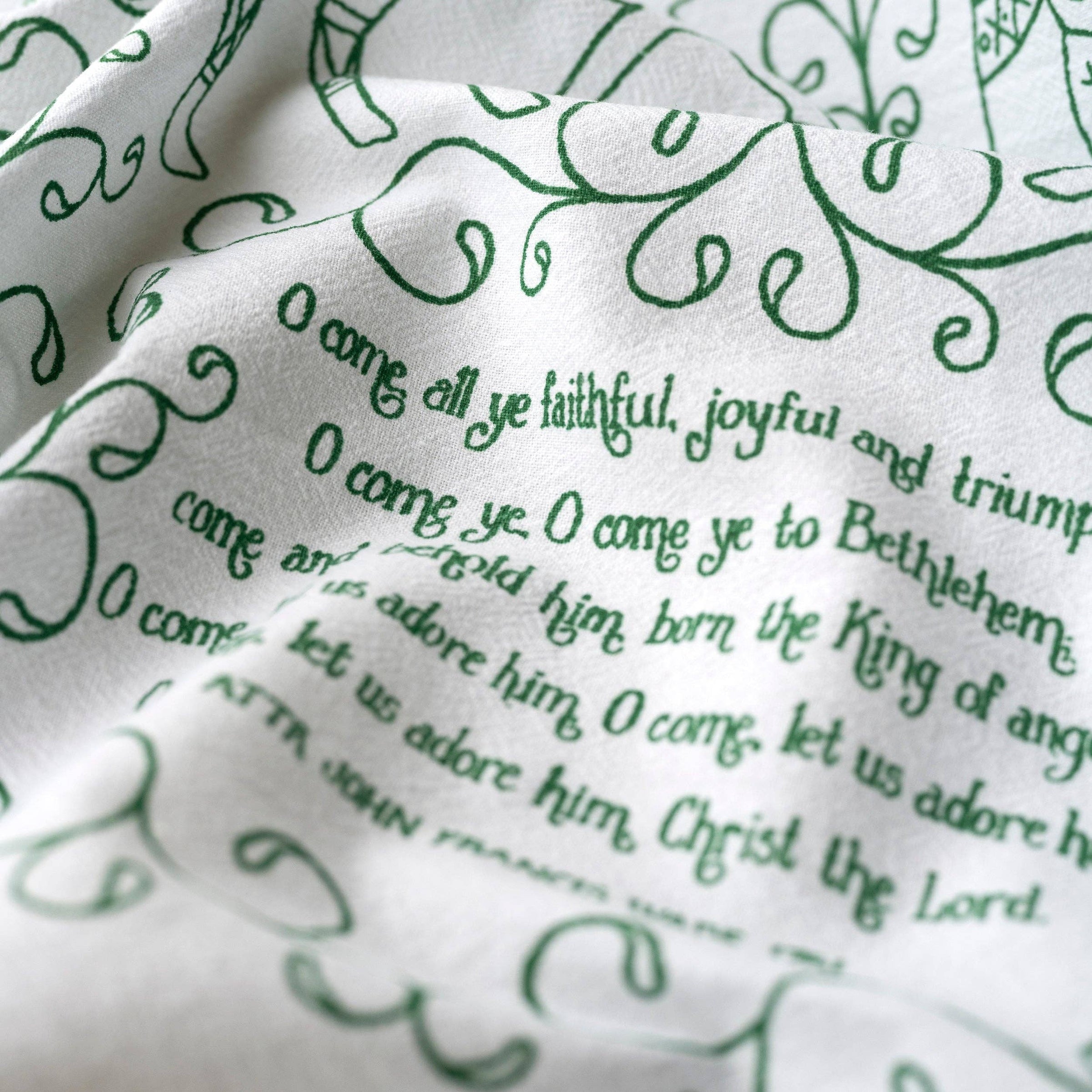 O Come All Ye Faithful Christmas Tea Towel