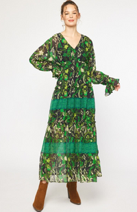 Margaret Green Floral Maxi Dress