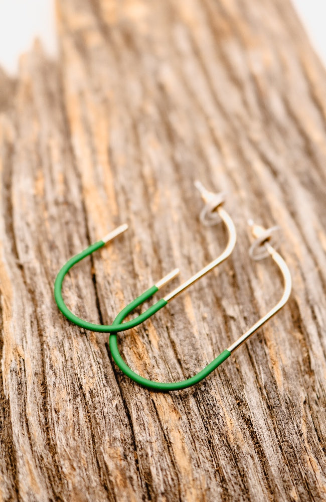 Green Half Coated Earrings