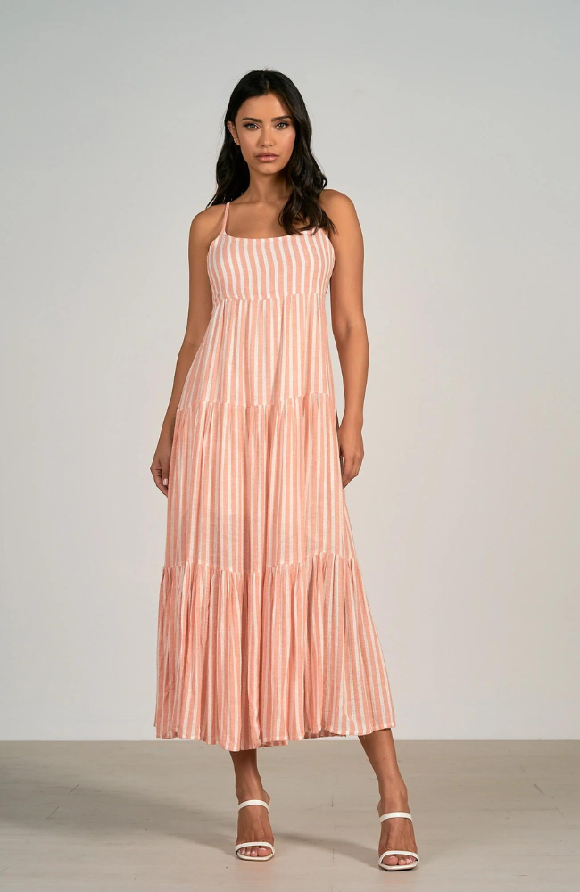 Lane Coral Striped Dress