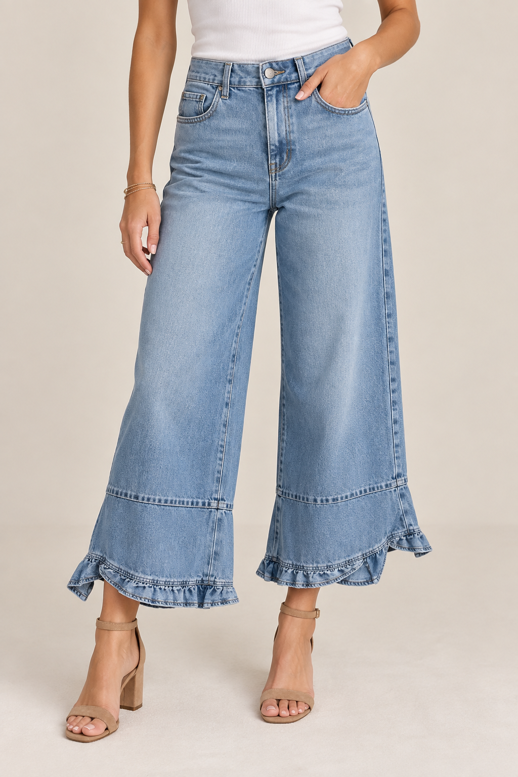 Ruffle Denim Pants