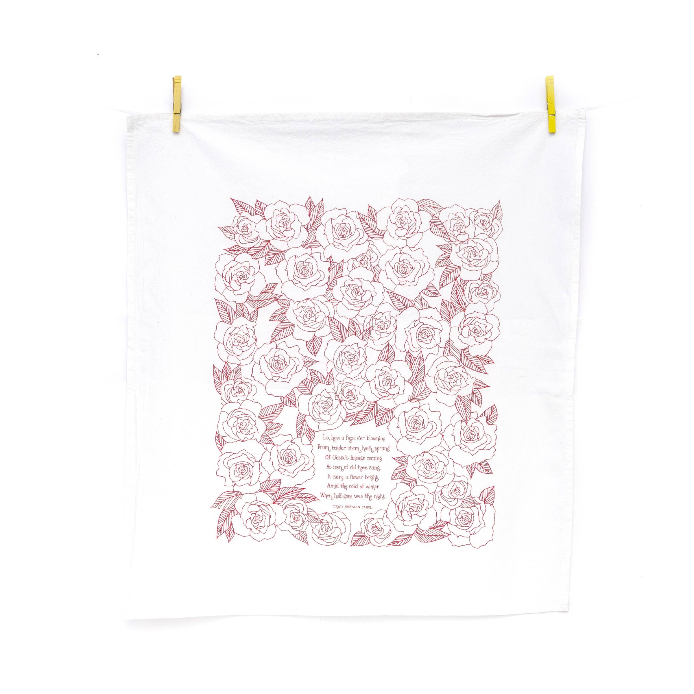 Lo, How a Rose Ere Blooming Christmas Tea Towel