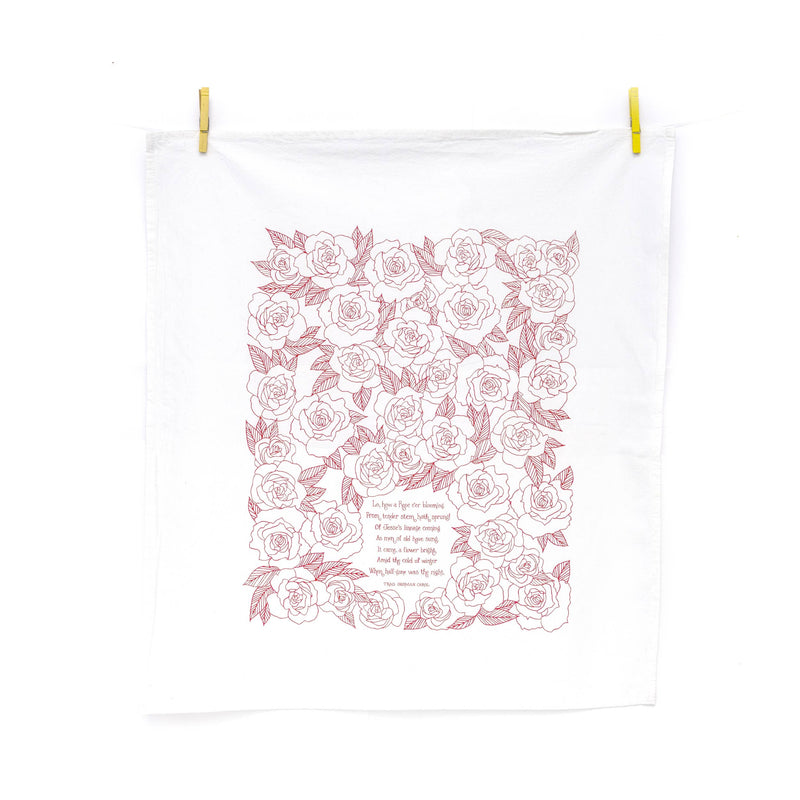 Lo, How a Rose Ere Blooming Christmas Tea Towel