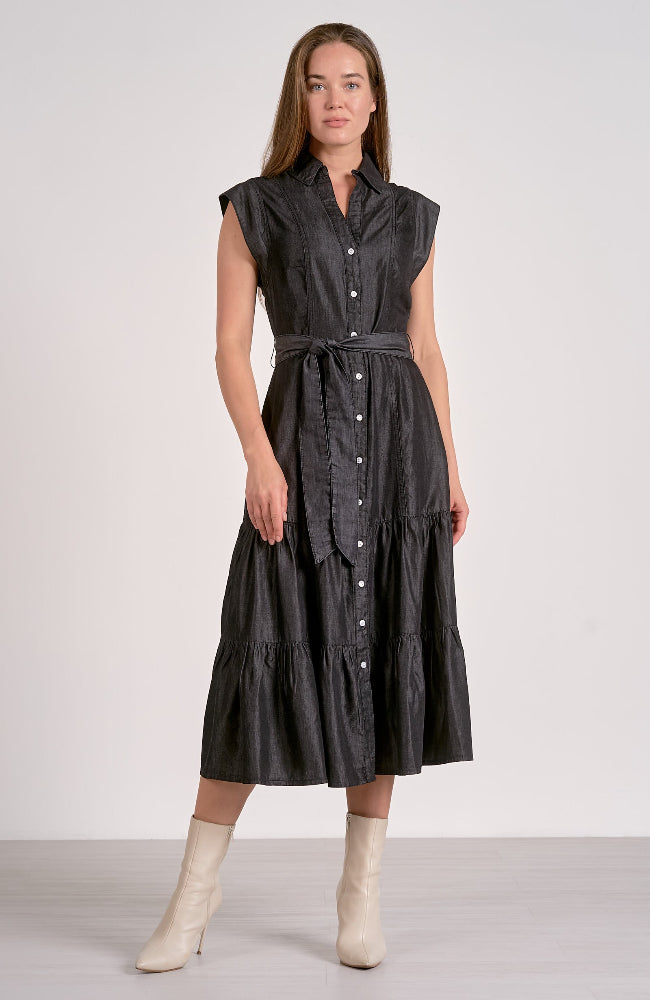 Greta Dark Wash Midi Dress