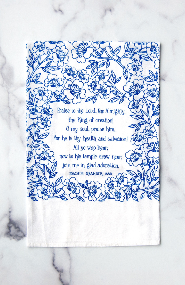 Praise to the Lord Hymn Tea Towel
